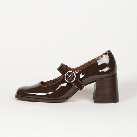 Mtvrmall - Woman¡®s  New Mary Janes Shoes Genuine Leather Shallow Square heel Pumps Buckle Strap Round Toe Lady Footwear