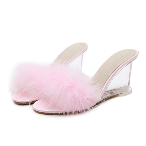 mtvrmall - Women Slippers Shoes Summer High Heels Woman Sandals Wedges Crystal Transparent Mules Shoes Brand Wedding Shoes Plus Size