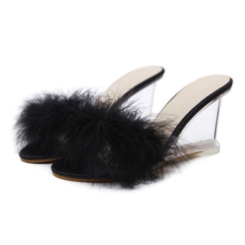 mtvrmall - Women Slippers Shoes Summer High Heels Woman Sandals Wedges Crystal Transparent Mules Shoes Brand Wedding Shoes Plus Size