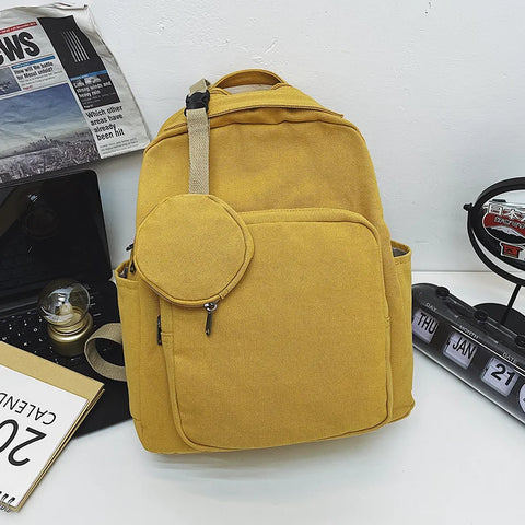 mtvrmall New Green Leisure Canvas Backpack Teen College Student Book Bag Boy Travel Rucksack Fashion Women's School Bag Female Packet