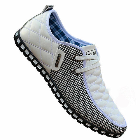 Mtvrmall - Men Leather Shoes Autumn Men's Casual Shoes Breathable Light Weight White Sneakers Driving Shoes Pointed Toe Business Men Shoes