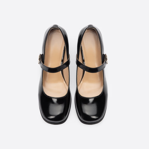Mtvrmall - Women Buckle Decor Chunky Heeled Mary Janes