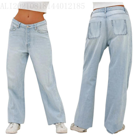 HOT and NEW Cross Border Foreign Trade Jeans Women's Factory Direct Sales High Waist Loose Wide Legs Women's Jeans
