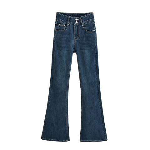 Women's 2025-Inch High Waist Stretch Jeans with Fengqi Cushion and Hip Double Buckle Bootleg Pants