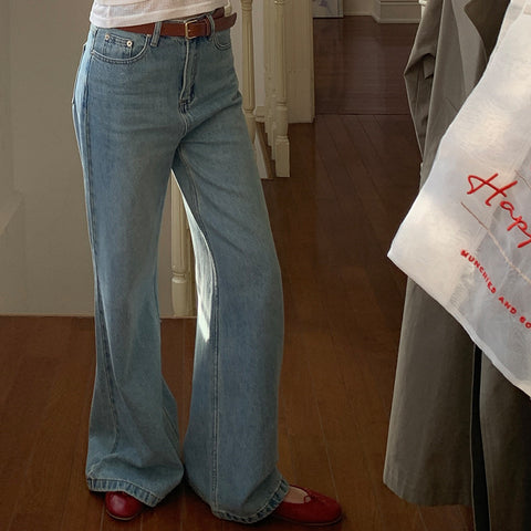 AF Basic Style Jeans for Women 204 Spring New Slimming and Straight Loose Washed-out Long Jeans 22521