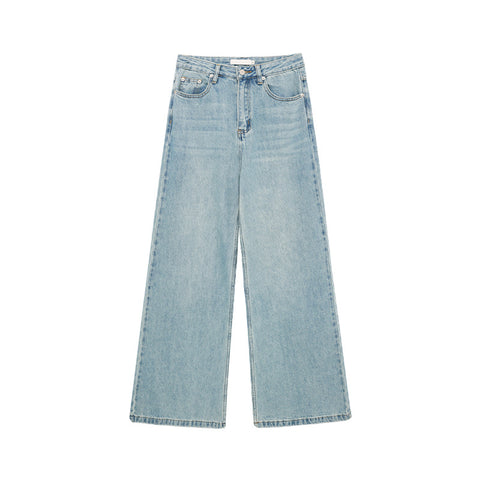 AF Basic Style Jeans for Women 204 Spring New Slimming and Straight Loose Washed-out Long Jeans 22521