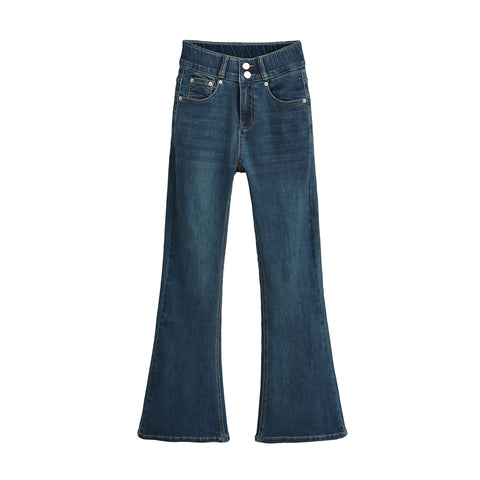 Women's 2025-Inch High Waist Stretch Jeans with Fengqi Cushion and Hip Double Buckle Bootleg Pants