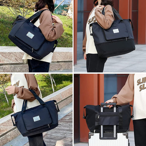 mtvrmall - Large Capacity Folding Travel Bags Waterproof Luggage Tote Handbag Travel Duffle Bag Yoga Sport Storage Shoulder Bag For Women