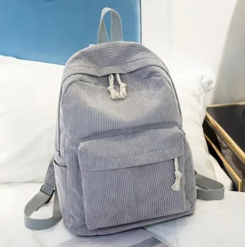 mtvrmall Fashion Backpack Corduroy Women Backpacks For Teenager Girls Student School Bag Backpack Striped Female Shoulder New Travel Bags