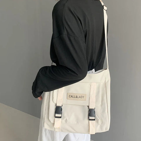 mtvrmall Fashion Classic Simple Messenger Bag Women's South Korea Chic Postman Bag Lady Student Nylon Waterproof Canvas Schoolbag