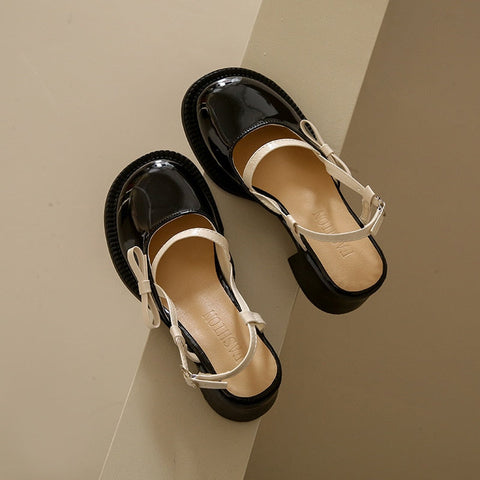 Mtvrmall - French Chunky Heels Women  Spring Summer New Fashion Casual Mary Jane Shoes Ladies Designer Leather Sandals Women