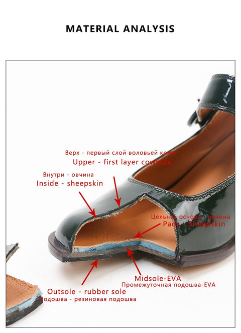 Mtvrmall - Woman¡®s  New Mary Janes Shoes Genuine Leather Shallow Square heel Pumps Buckle Strap Round Toe Lady Footwear