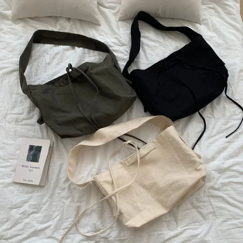 mtvrmall Women Leisure Bandage Crossbody Bag Canvas Shoulder Bags Female Multi-purpose Messenger Bag Student Bag Sac Courses Reutilisable