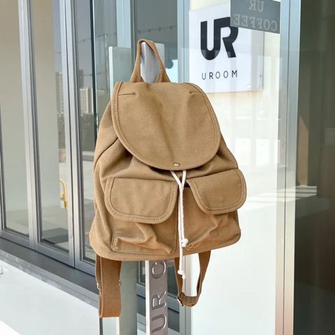 mtvrmall Harajuku canvas Drawstring Women Backpack Schoolbag Teenage Girls Backpack for female bagpack big capacity schoolbag for student