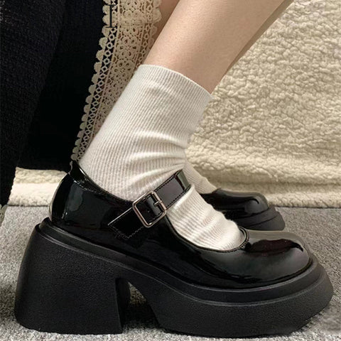 Mtvrmall - Platform Mary Jane Shoes  New Women's Shoes Women Thick Heels Trendy Street Lolita Shoes Round Toe Ankle Strap Shoes Pumps