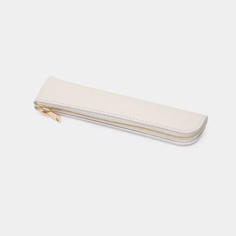 mtvrmall Simple Pen Sleeve PU Leather Mini Small Pen Bag Zipper Pencil Pouch Stationery Fountain Pen Holder Case Student School Supplies