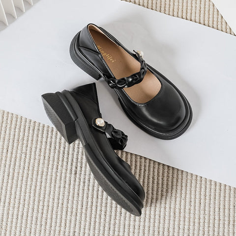 Mtvrmall -  spring new women's leather shoes Casual loafers Japanese style Mary Jane shoes Party and work wear Large size 41-43