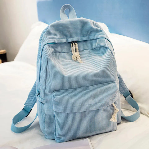 mtvrmall Fashion Backpack Corduroy Women Backpacks For Teenager Girls Student School Bag Backpack Striped Female Shoulder New Travel Bags