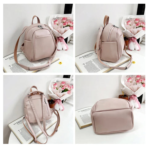 mtvrmall Mini Women's Backpack Retro Soft PU Leather Female Shoulder Crossbody Bag Small Students School Bags Rucksack for Girls Bookbags