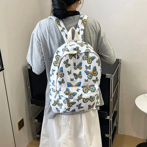 mtvrmall Nylon Student Schoolbag Women Backpack for Grils Teens Book Bag School Backpack Butterfly Waterproof Women Laptop Backpack