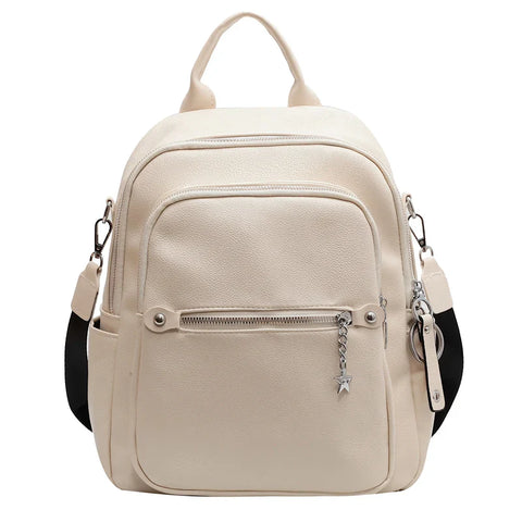 mtvrmall Fashion Backpack for Women Teenage Retro PU Leather High Quality College School Bags for Teenage Girls Students Shopping Travel