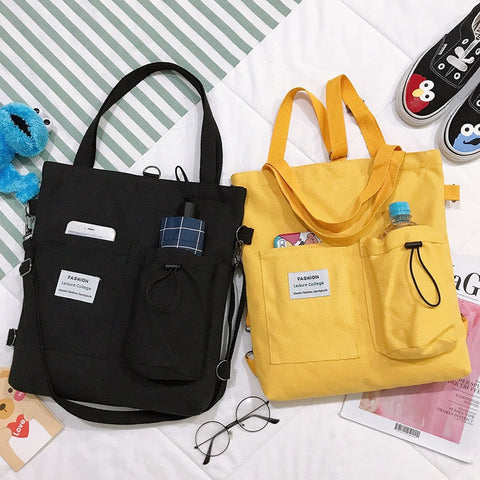 mtvrmall - Simple Women Package Print Cute Bear Canvas Bag Handbags Japanese Literary Shoulder Bag Casual Shopping Tote Girl Handbag