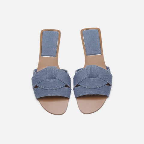 mtvrmall - Sandals Female Slippers Women Fashion Flat Casual Mules Square Toe Sandals Women Flat Denim Outdoor Walking Slides Zapatillas