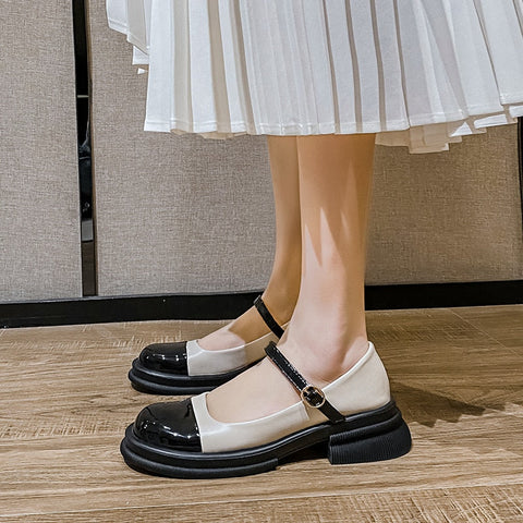 Mtvrmall -  spring new women's single shoes Casual Mary Jane leather shoes Fashion shallow mouth design loafers Large size 41-43