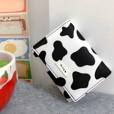 mtvrmall Women New Fashion Wallet Pu Leather Cartoon Cow Cattle Short Ladies Multi-card Slot Coin Purses Student Cute Triple Fold Wallet