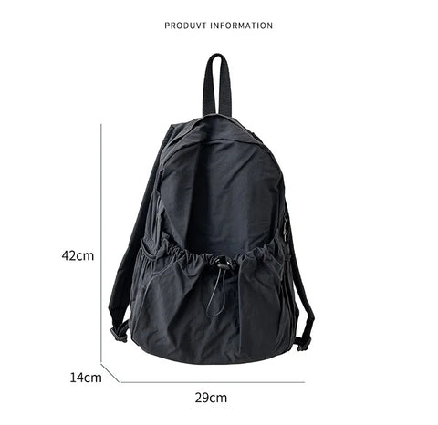 mtvrmall Kpop Drawsting Backpacks for Women Casual Soft Nylon Lady Backpack Light Students Bag Large Capacity Travel Sac Daypack bagpack