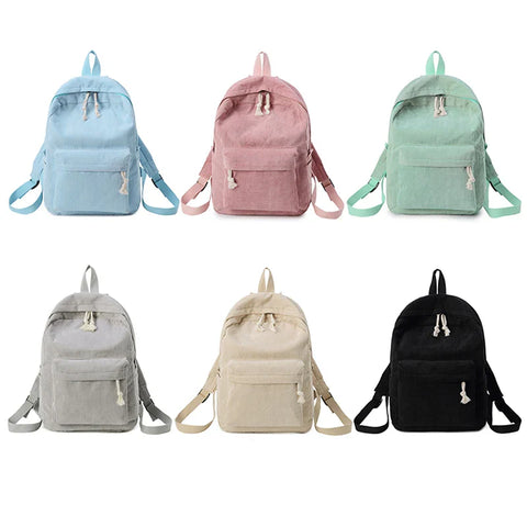 mtvrmall Fashion Backpack Corduroy Women Backpacks For Teenager Girls Student School Bag Backpack Striped Female Shoulder New Travel Bags