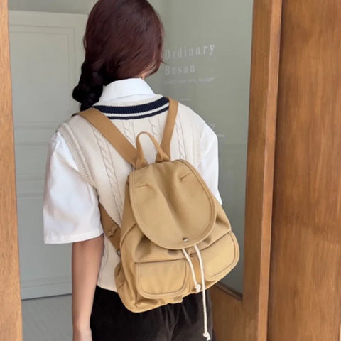 mtvrmall Harajuku canvas Drawstring Women Backpack Schoolbag Teenage Girls Backpack for female bagpack big capacity schoolbag for student