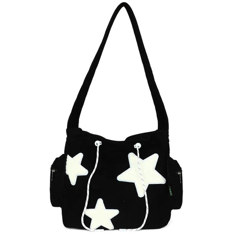 mtvrmall Girls Cute Star Print Shoulder Bags Women Japanese Casual Fashion Crossbody Bag Y2k Streetwear Tote Bags for College Student