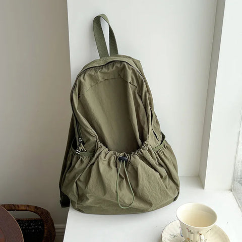 mtvrmall Kpop Drawsting Backpacks for Women Casual Soft Nylon Lady Backpack Light Students Bag Large Capacity Travel Sac Daypack bagpack