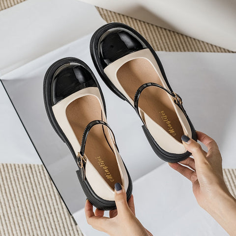 Mtvrmall -  spring new women's single shoes Casual Mary Jane leather shoes Fashion shallow mouth design loafers Large size 41-43