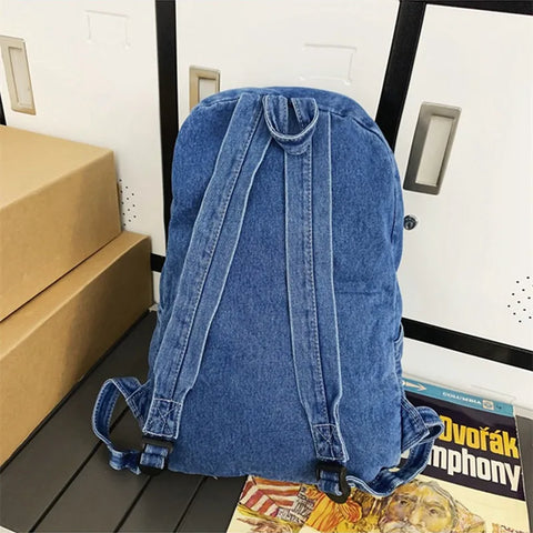 mtvrmall Fashion Denim Women's Backpack Simple Small Feminina Travel Backpack Casual Large Capacity Student School Bags For Girls