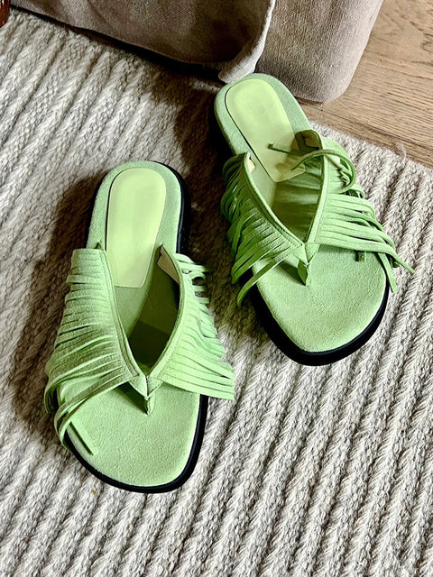mtvrmall - summer Muller Slippers Women Pig Suede Fringe Modern Slippers Tassel Square Head Lazy Shoes Leisure Slides Flip Flops Sandal
