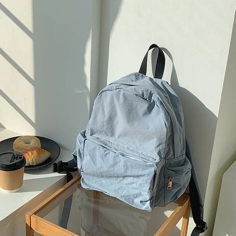 mtvrmall Leisure Trend Pink Zipper Women Backpack Fashion Nylon Fabric College Students Backpack for Women Causal Laptop Female Bag