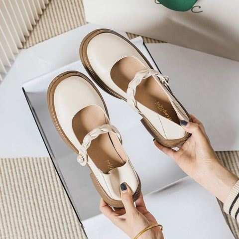 Mtvrmall -  spring new women's leather shoes Casual loafers Japanese style Mary Jane shoes Party and work wear Large size 41-43