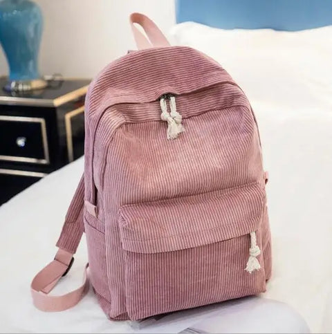 mtvrmall Fashion Backpack Corduroy Women Backpacks For Teenager Girls Student School Bag Backpack Striped Female Shoulder New Travel Bags