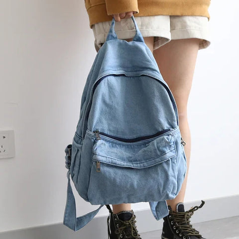 mtvrmall Retro Distressed Canvas Gray Backpack Boy Girl Cute College Female Book Travel Backpacks Cool Laptop Lady Student Ruckpack Bags
