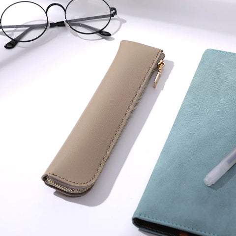 mtvrmall Simple Fountain Pen Sleeve Small PU Pen Bag Japanese Stationery Candy Color Zipper Pencil Pouch Student School Supplies