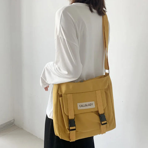 mtvrmall Fashion Classic Simple Messenger Bag Women's South Korea Chic Postman Bag Lady Student Nylon Waterproof Canvas Schoolbag