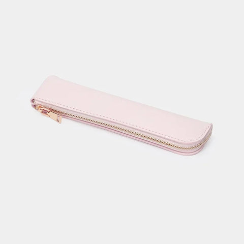 mtvrmall Simple Pen Sleeve PU Leather Mini Small Pen Bag Zipper Pencil Pouch Stationery Fountain Pen Holder Case Student School Supplies