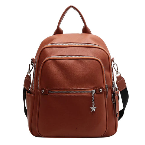 mtvrmall Fashion Backpack for Women Teenage Retro PU Leather High Quality College School Bags for Teenage Girls Students Shopping Travel