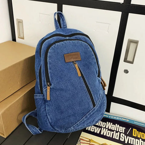 mtvrmall Fashion Denim Women's Backpack Simple Small Feminina Travel Backpack Casual Large Capacity Student School Bags For Girls