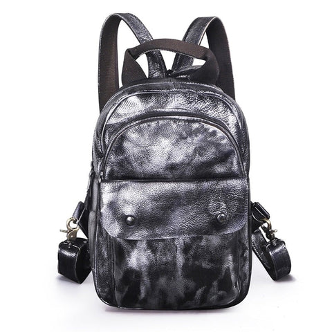 mtvrmall Unisex Original Leather Fashion Travel College School Book Bag Female Women Ladies Backpack Student 12" Chest Sling Bag