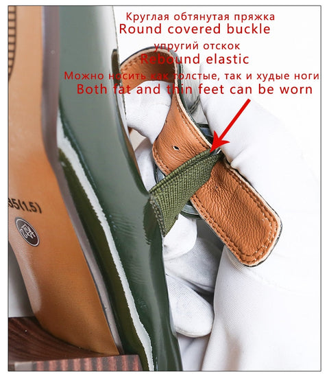 Mtvrmall - Woman¡®s  New Mary Janes Shoes Genuine Leather Shallow Square heel Pumps Buckle Strap Round Toe Lady Footwear