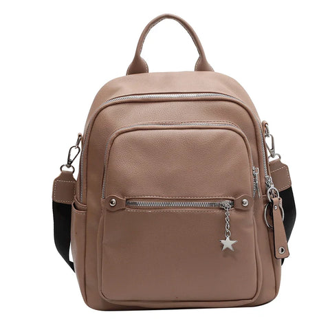 mtvrmall Fashion Backpack for Women Teenage Retro PU Leather High Quality College School Bags for Teenage Girls Students Shopping Travel