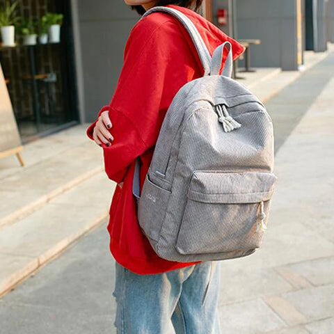 mtvrmall Fashion Backpack Corduroy Women Backpacks For Teenager Girls Student School Bag Backpack Striped Female Shoulder New Travel Bags